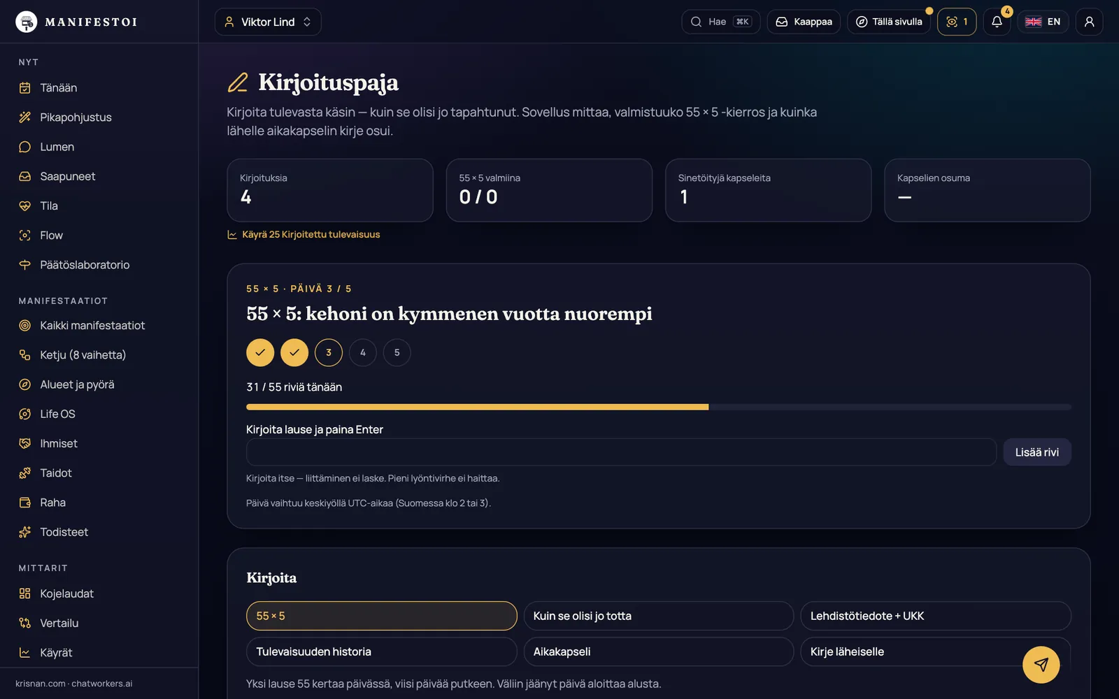 Kirjoituspaja – 55 × 5, aikakapselit ja tulevaisuuden historia – kirjoita tulevasta käsin.